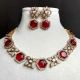 Handmade Brass Metal Jewellery Ruby Hexagon Necklace Set